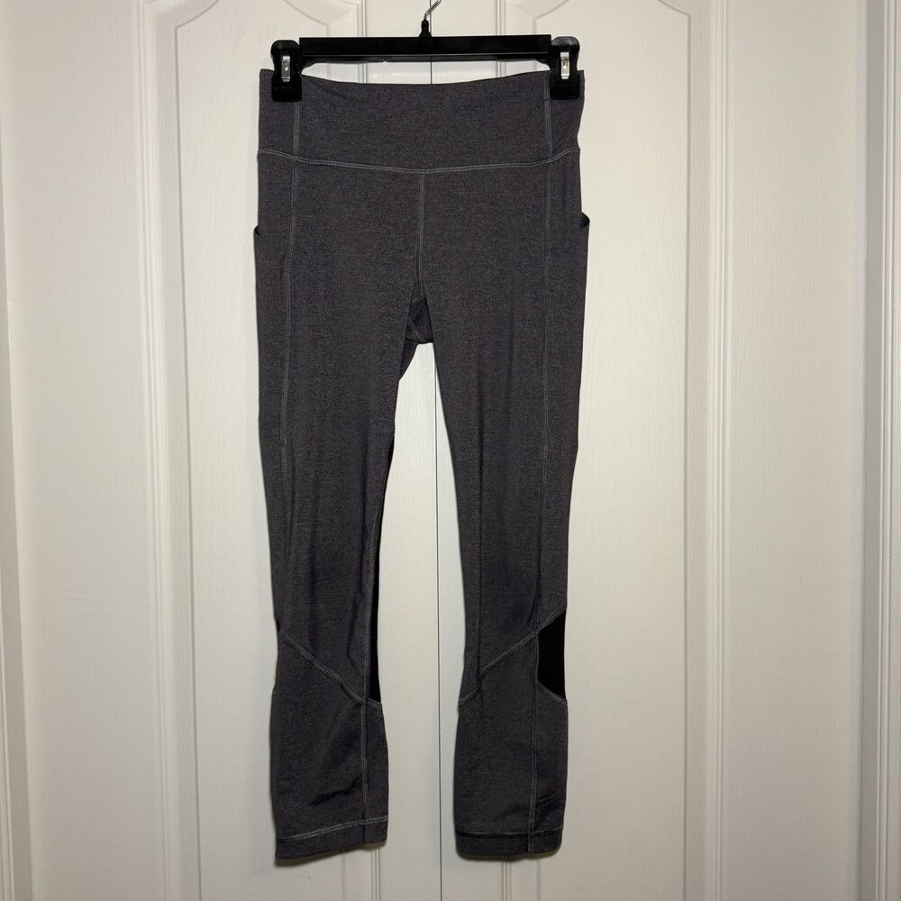 Lululemon Pace Rival Crop Leggings Gray/Black Athleisure Activewear 4